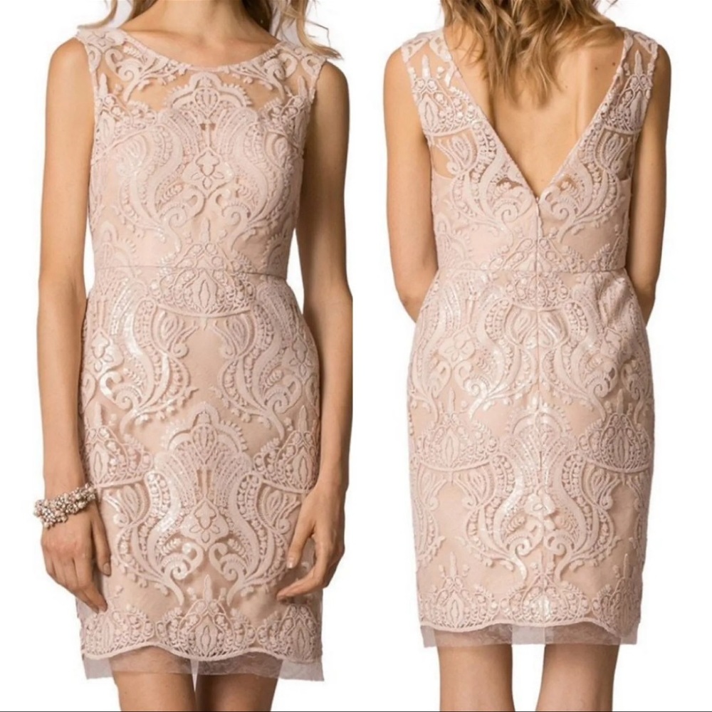 BHLDN x Jenny Yoo Harper sequin and Vienna lace knee length dress, size 2 MINT